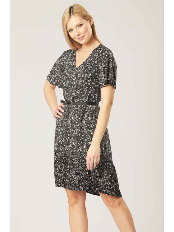 QUIOSQUE QUIOSQUE Každodenní šaty FLOWDOTS DRESS Černá Regular Fit