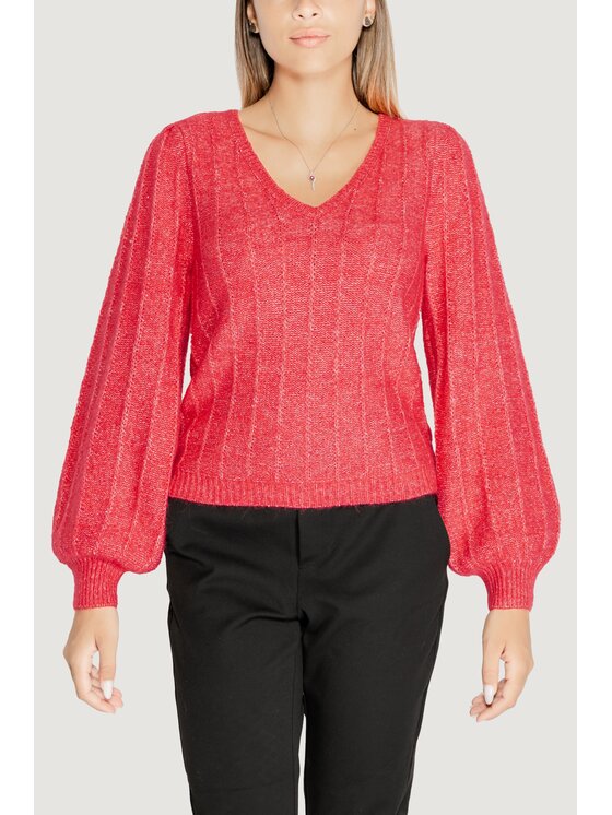 Guess Guess Sweter LS VN MADELINE TEXTURE Czerwony Regular Fit