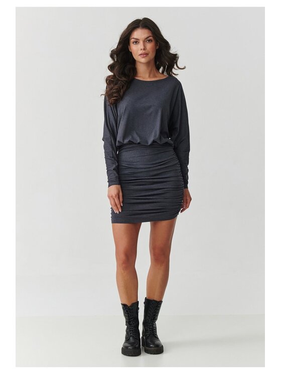 Makadamia Makadamia Sukienka codzienna M900 Szary Loose Fit
