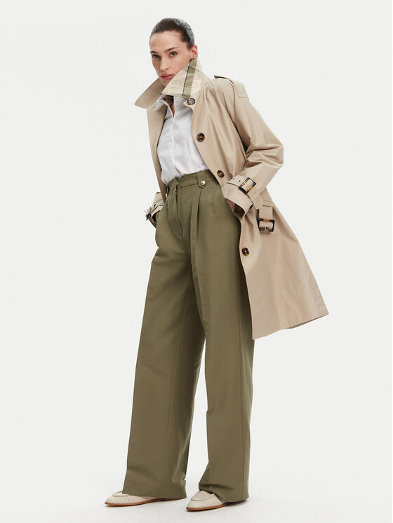 Barbour Barbour Medžiaginės kelnės Ava LTR0386GN74 Žalia Wide Leg