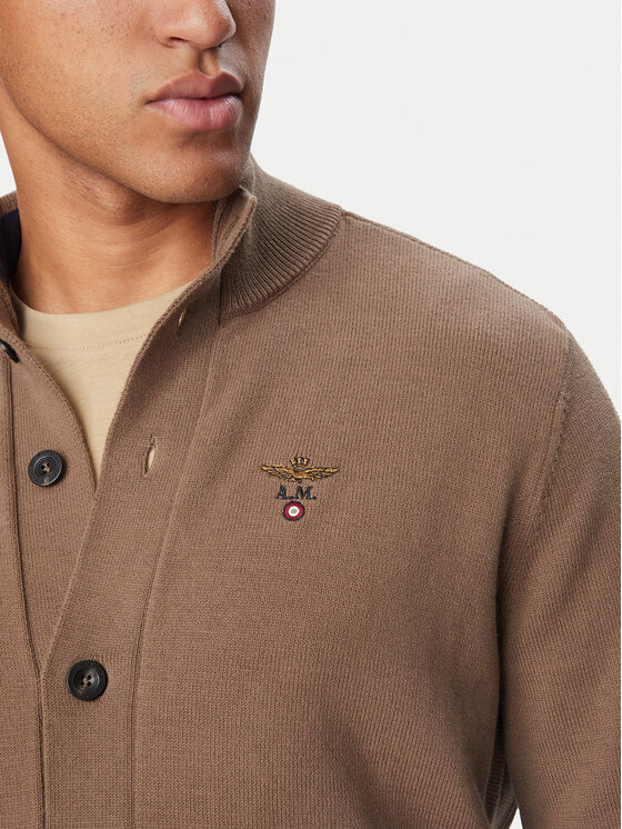 Aeronautica Militare Aeronautica Militare Kardigán 262MA1663UL00950 Svetlo hnedá Regular Fit