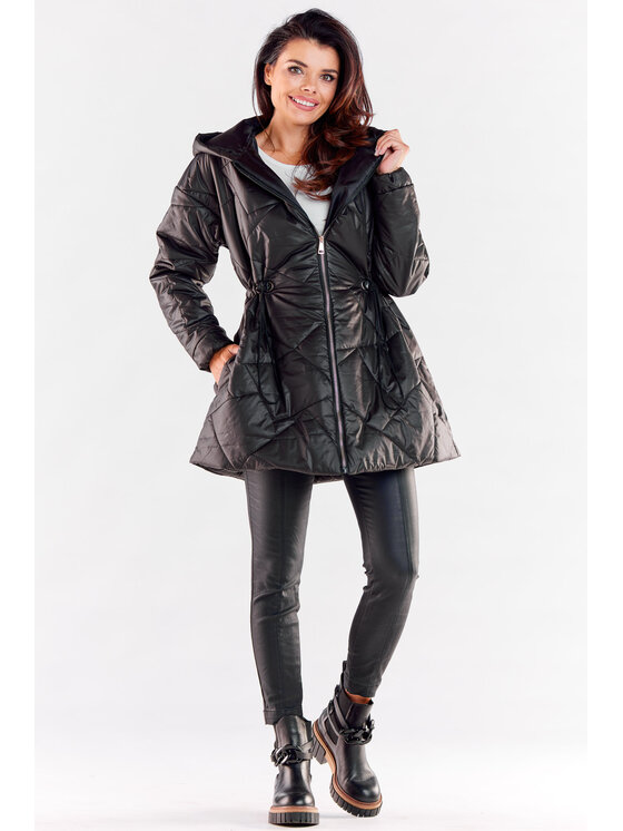 Awama Awama Płaszcz A540 Czarny Basic Fit