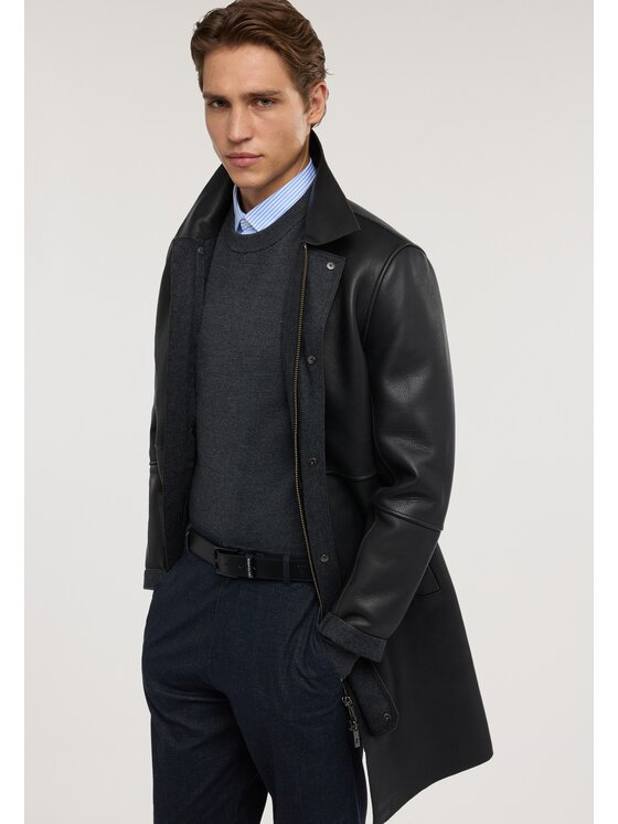 Trussardi Trussardi Kurtka skórzana 8001M000027N033 Czarny Regular Fit