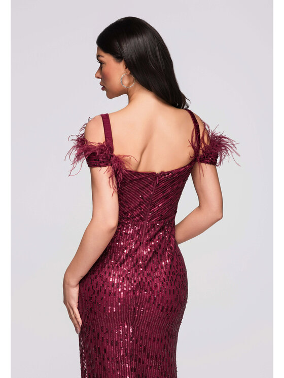Ombre Ombre Sukienka wieczorowa LA-OM-DLR281 Bordowy Regular Fit
