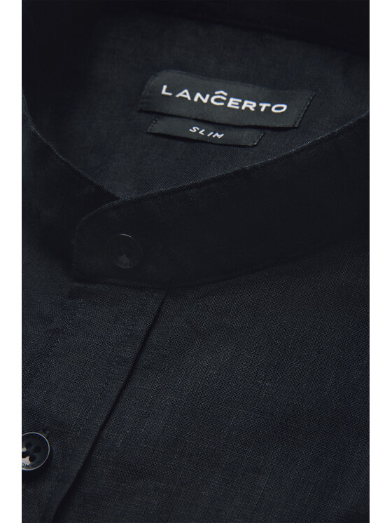 Lancerto Lancerto Koszula Koszula Czarna z Lnem Berit KO073125000005 Czarny Slim Fit