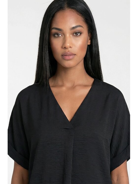 FIGL FIGL Bluzka M1321 Czarny Regular Fit