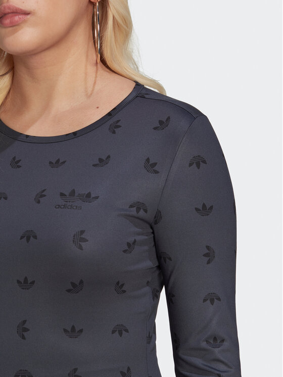 adidas adidas Blūze Allover Print HL9137 Melns Slim Fit