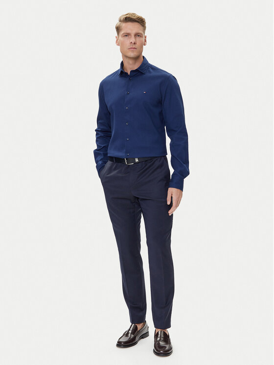 Tommy Hilfiger Tommy Hilfiger Koszula MW0MW39573 Granatowy Slim Fit