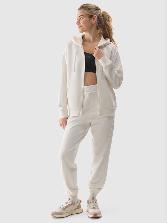 4F 4F Teplákové nohavice 4FRSS24TTROF1054-11S Biela Regular Fit