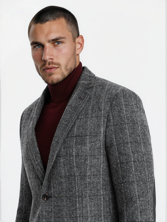 Ombre Ombre Marynarka M166 Szary Regular Fit