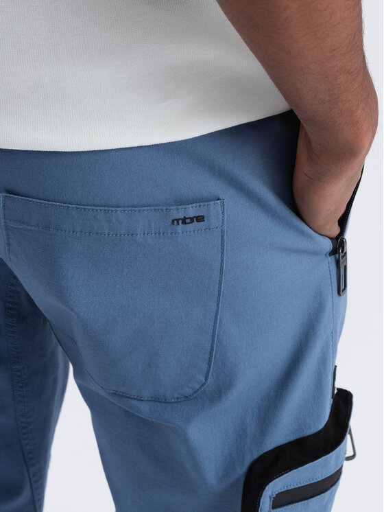 Ombre Ombre Joggery OM-PAJO-0135 Niebieski Cargo Fit