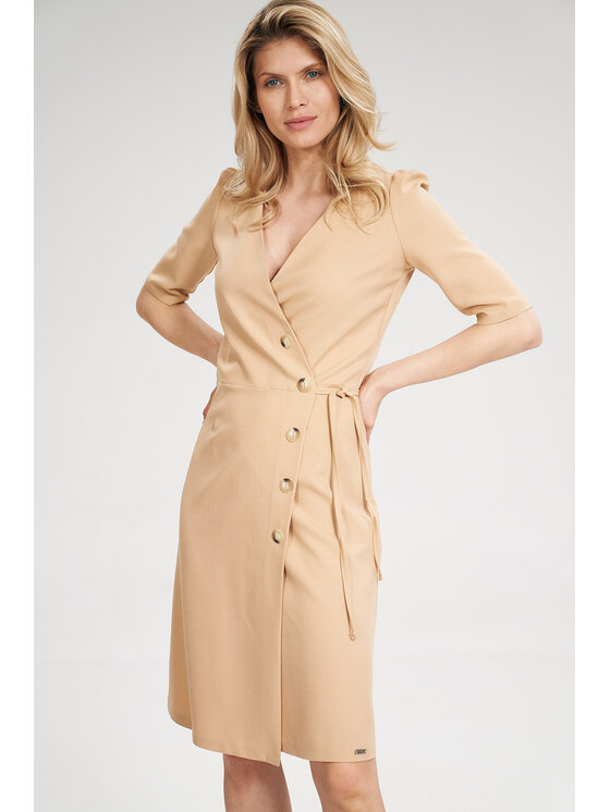 FIGL FIGL Sukienka M703 Beżowy Regular Fit