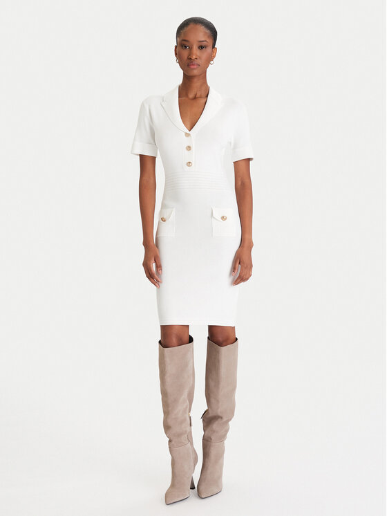 Guess Guess Трикотажна сукня W5YK29 Z0130 Білий Slim Fit