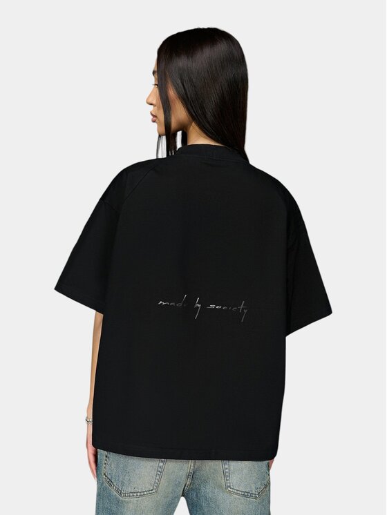 MADE BY SOCIETY MADE BY SOCIETY T-Shirt Tricou FREQUENCY - T27290 Czarny Basic Fit