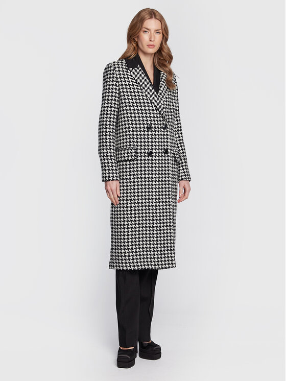 TWINSET TWINSET Vlněný kabát 222TT2461 Černá Regular Fit