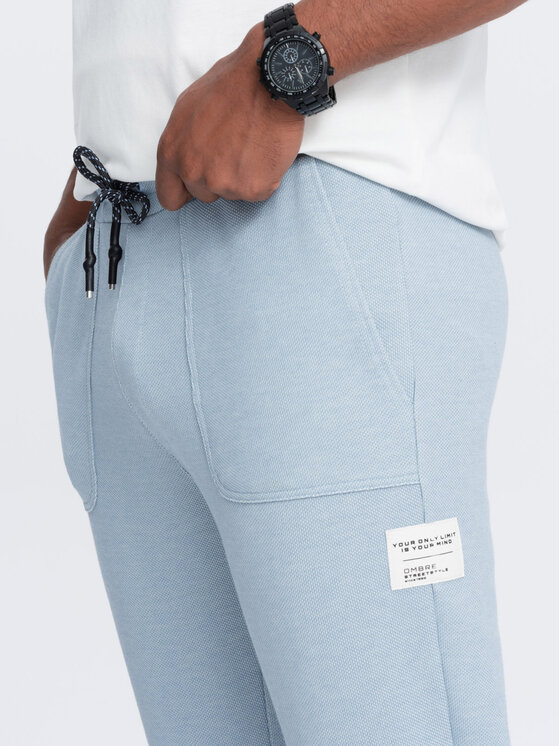 Ombre Ombre Teplákové kalhoty OM-PASK-0211 Světle modrá Regular Fit
