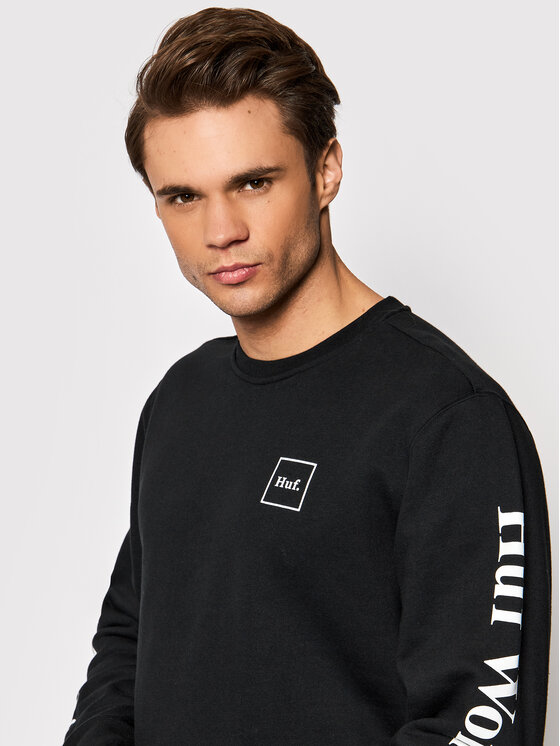 HUF HUF Džemperis Essentials Domestic Crew PF00264 Juoda Regular Fit