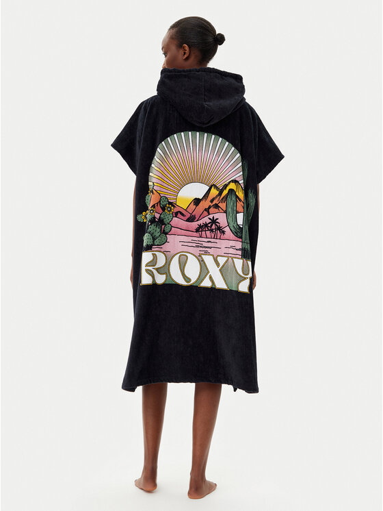Poncho Da Spiaggia Roxy Sunny Joy Donna – Colore Antracite, Pratico E Leggero