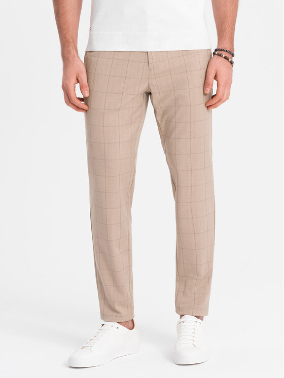 Ombre Ombre Chino kalhoty OM-PACP-0187 Béžová Regular Fit