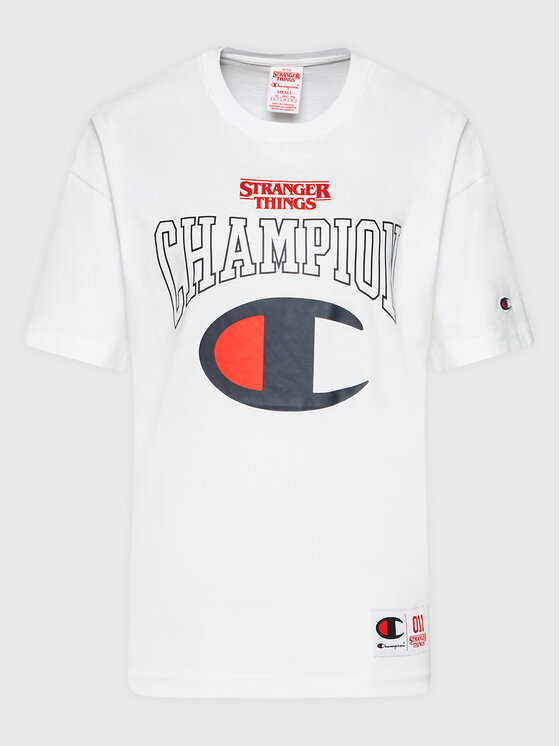 Champion Champion T-shirt Unisex STRANGER THINGS Logo 217757 Bianco Custom Fit