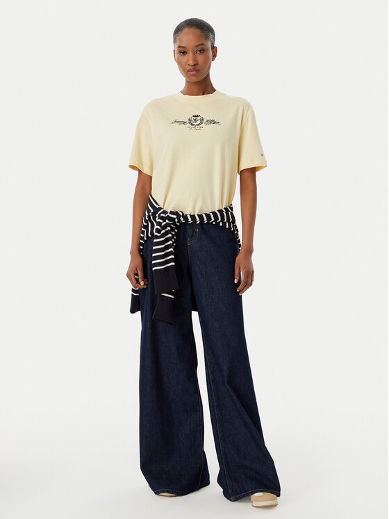 Tommy Hilfiger Tommy Hilfiger Marškinėliai Crest WW0WW48713 Kreminė Relaxed Fit