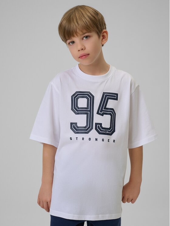 4F 4F T-Shirt 4FJRSS26TTSHM3786-10S Biały Loose Fit