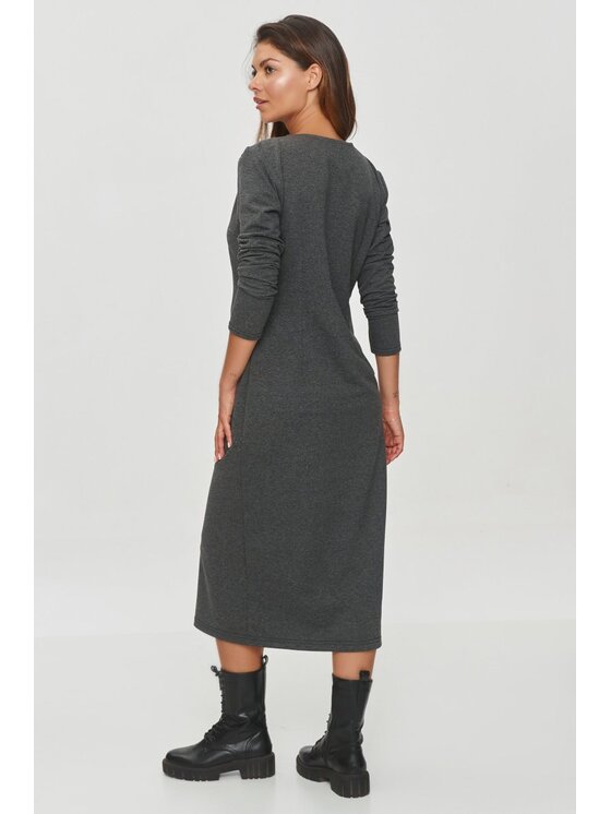 Makadamia Makadamia Sukienka codzienna M845 Szary Regular Fit