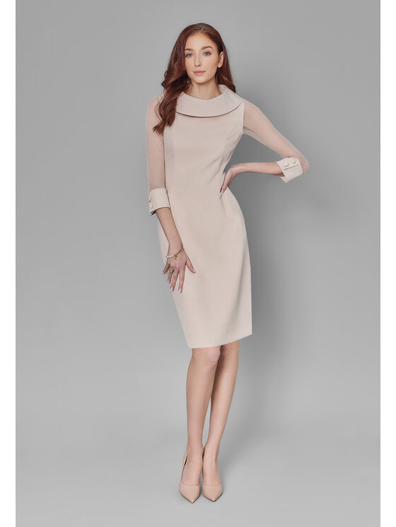 Kasia Zapała Kasia Zapała Sukienka koktajlowa Blera Beżowy Slim Fit