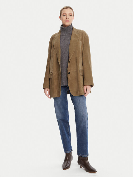 Weekend Max Mara Weekend Max Mara Kožená bunda Rolanda 2525446071650 Hnědá Oversize