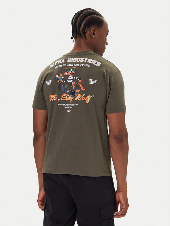 Alpha Industries Alpha Industries Marškinėliai Sky Wolf 258510 Žalia Regular Fit