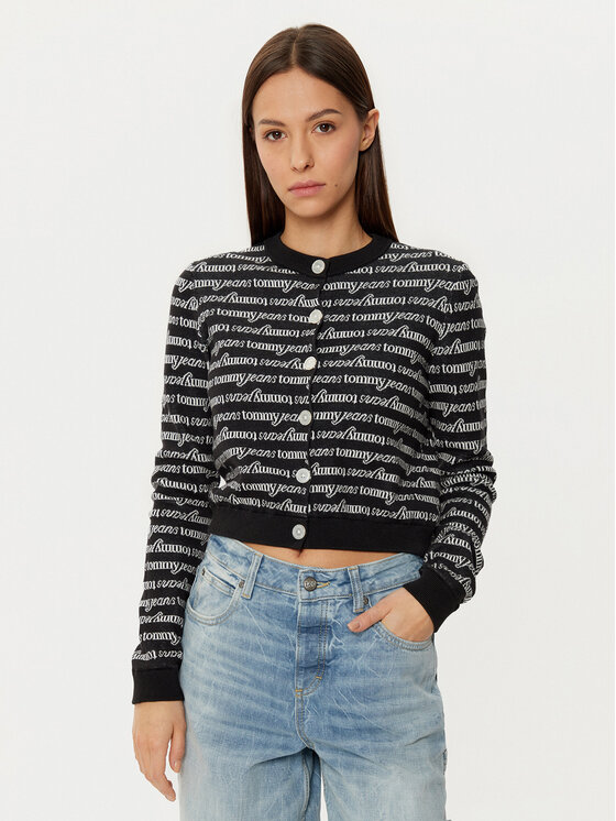Tommy Jeans Tommy Jeans Kardigan DW0DW19340 Černá Slim Fit