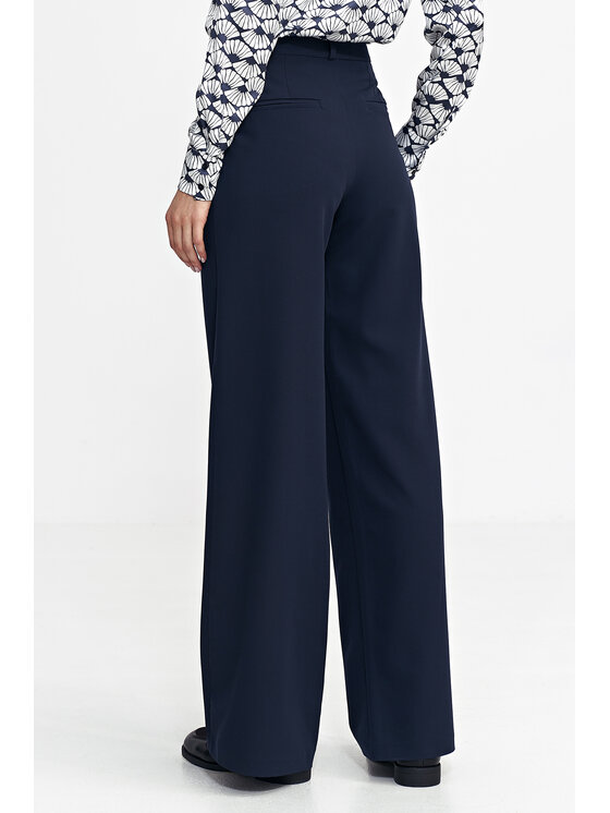 NIFE NIFE Kalhoty z materiálu SD102 Tmavomodrá Relaxed Fit