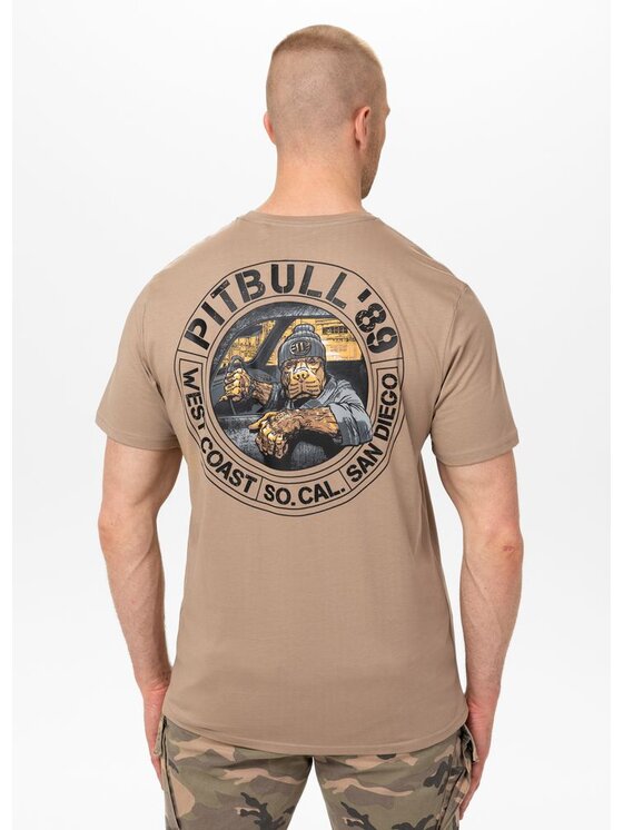 PITBULL PITBULL T-Shirt Koszulka męska DRIVING 3XL Beżowy Regular Fit