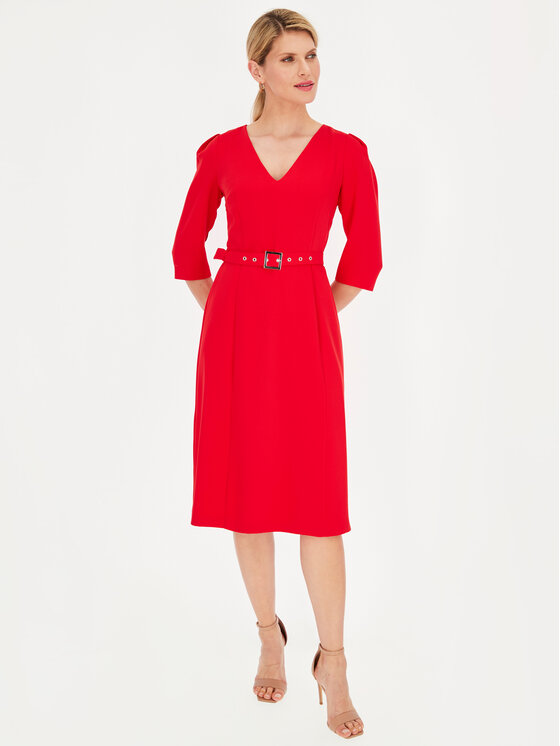 Potis & Verso Potis & Verso Sukienka elegancka Taylor Czerwony Slim Fit