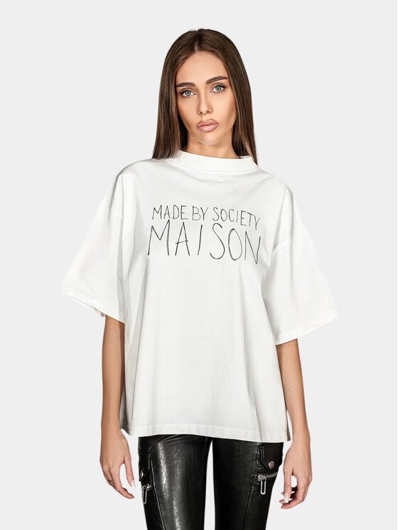 MADE BY SOCIETY MADE BY SOCIETY T-Shirt Maison Identity - T27986 Biały Basic Fit