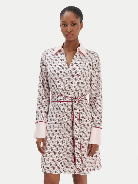 Guess Guess Rochie tip cămașă W6RK90 WF1T2 Roz Regular Fit