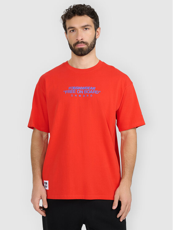 4F 4F T-Shirt FOB Czerwony Loose Fit
