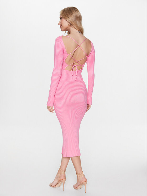 Edited Edited Rochie tricotată EDT7006003 Roz Fitted Fit