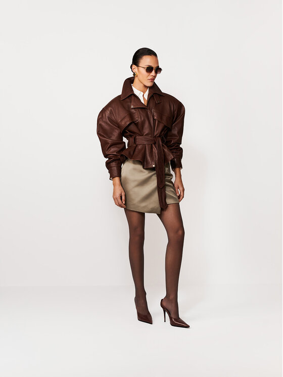 La Mania La Mania Giacca di pelle HAMBURG Marrone Basic Fit