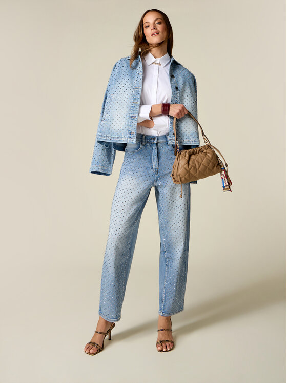 Oltre Oltre Jeansy P422R009374N004 Turkusowy Boy Fit