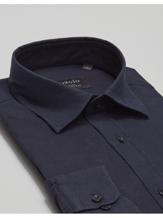 Borgio Borgio Koszula lentane Granatowy Slim Fit