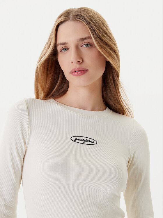 Guess Jeans Guess Jeans Blusa W5YP38 KA0H1 Écru Slim Fit