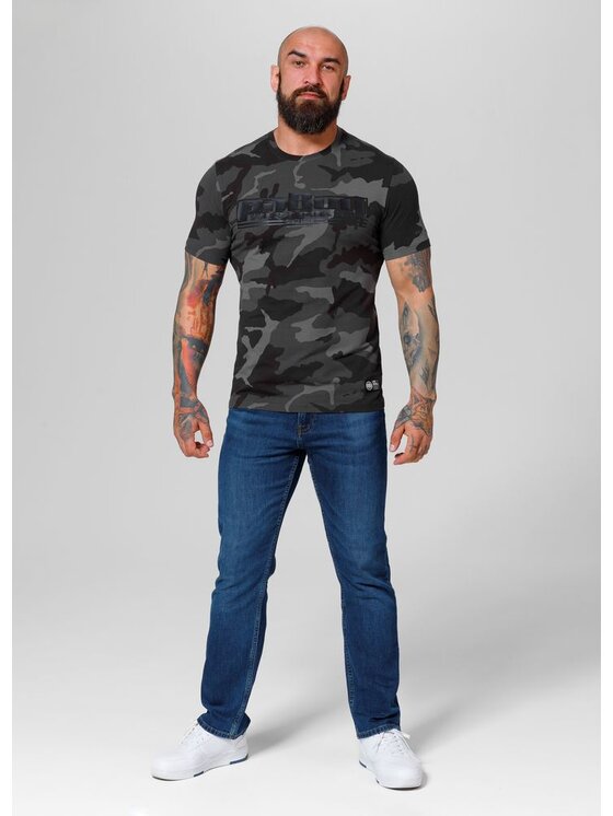 PITBULL PITBULL T-Shirt Koszulka Slim Fit Classic Boxing M Czarny Regular Fit