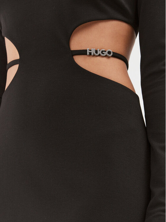 HUGO Hugo Cocktail obleka Karanja 50494300 Črna Slim Fit