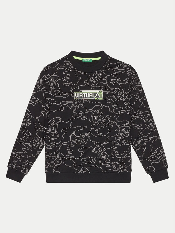 United Colors Of Benetton Bluza 3GHMC10M5 Czarny Regular Fit
