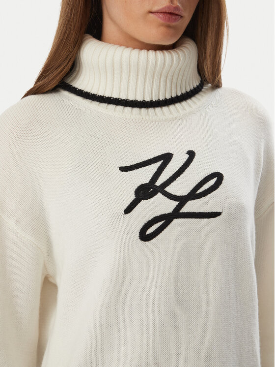 KARL LAGERFELD KARL LAGERFELD Golf B4W18033 Biały Regular Fit