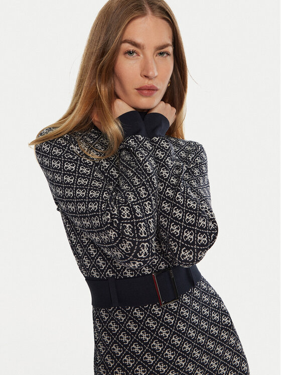 Guess Guess Sukienka dzianinowa Lise W4BK43 Z37K0 Niebieski Regular Fit