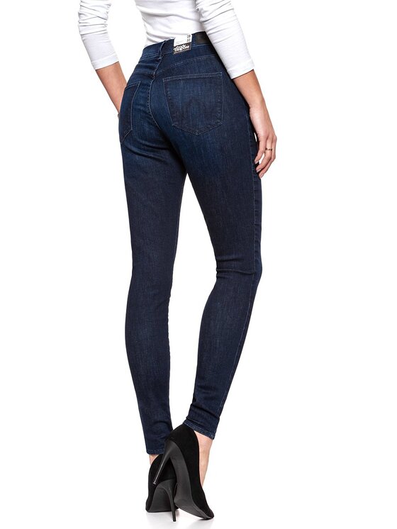 Wrangler Wrangler Jeansy SUPER HIGH SKINNY Niebieski Skinny Fit