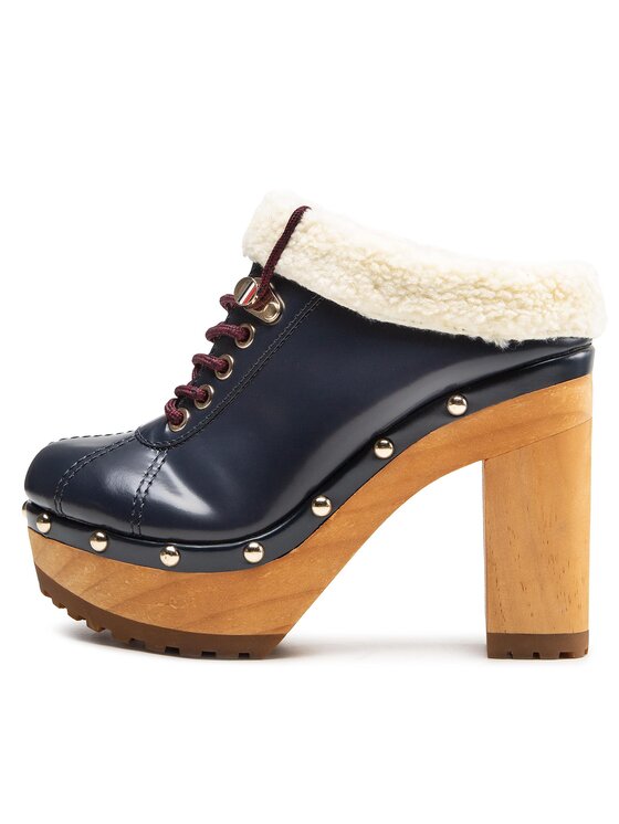 Tommy Hilfiger Tommy Hilfiger Šlepetės High Heel Clog Mule Monogram FW0FW06884 Tamsiai mėlyna