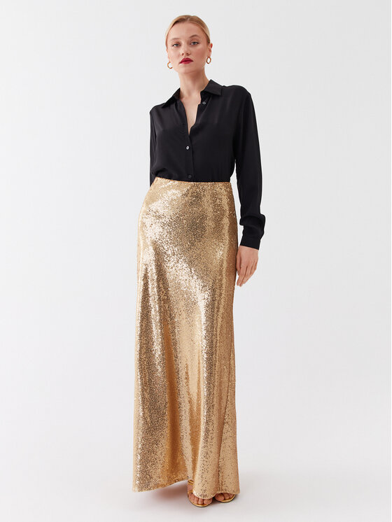 Patrizia Pepe Patrizia Pepe Fustă midi 2G0915/A251-FD63 Auriu Regular Fit